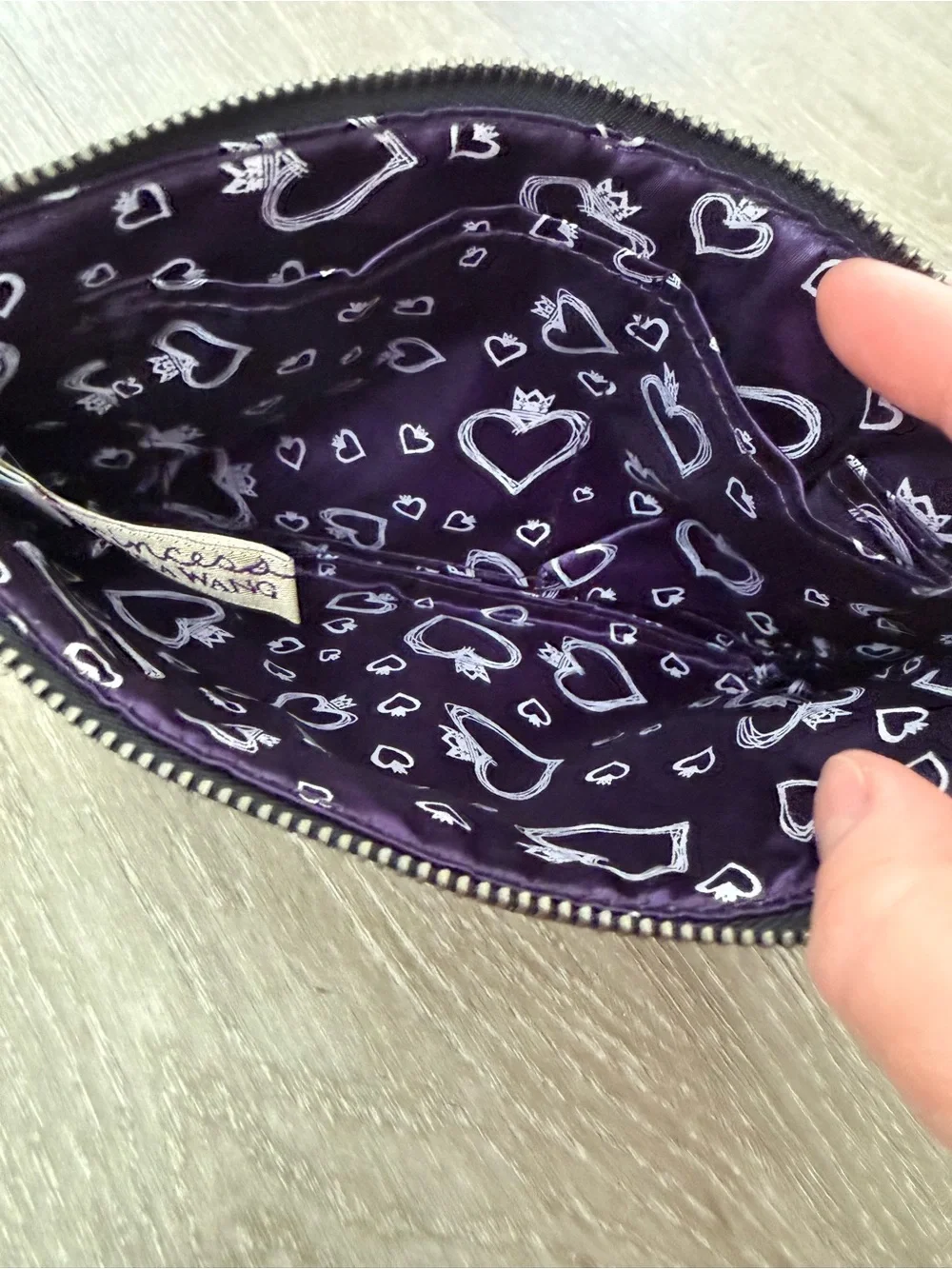 Vera Wang Black 'Princess' Heart Logo Tassel Cosmetic Pouch